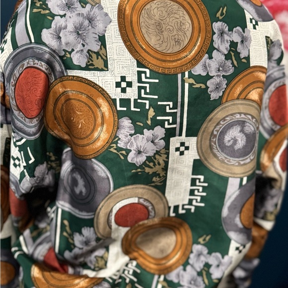 Fuda Stylish Green Silk Patterned Women's Jacket M - Picture 7 of 9